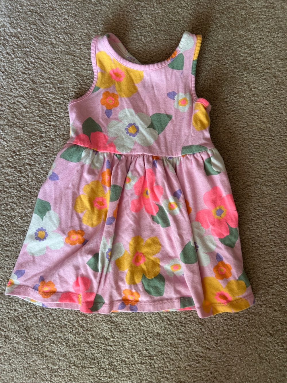 Cat & Jack Pink Floral Tank Dress with Yellow & White Blooms